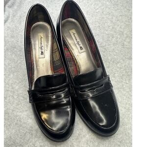 American Eagle Plaid Lined Preppy Dark Academia Heeled Penny Loafers